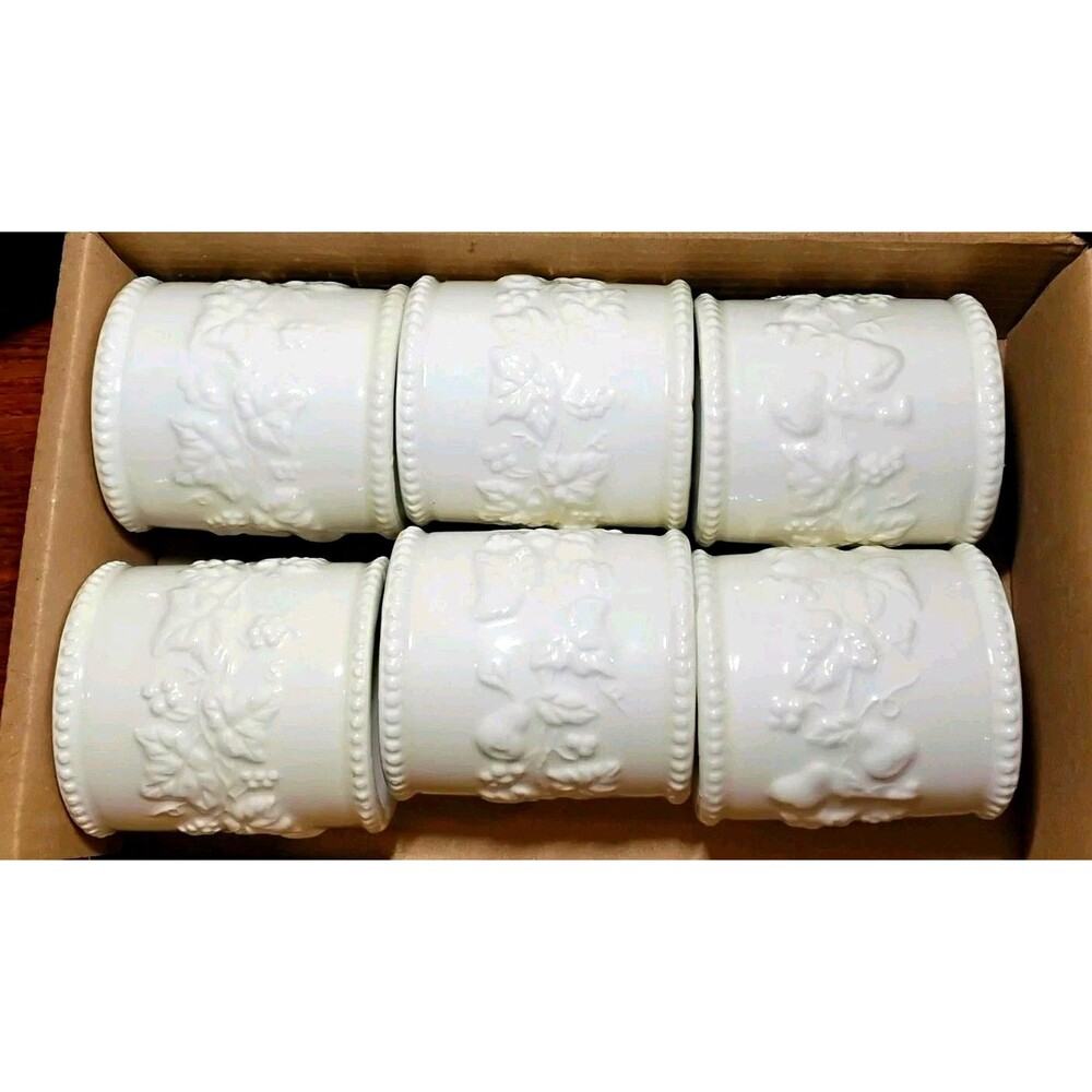 Martha Stewart Ceramic Napkin Rings Festive Grapes Set Of Six